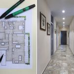 CASA CF - Planimetria con sviluppo dell’ipotesi progettuale e vista dall’ingresso - Tommaso Vecci
